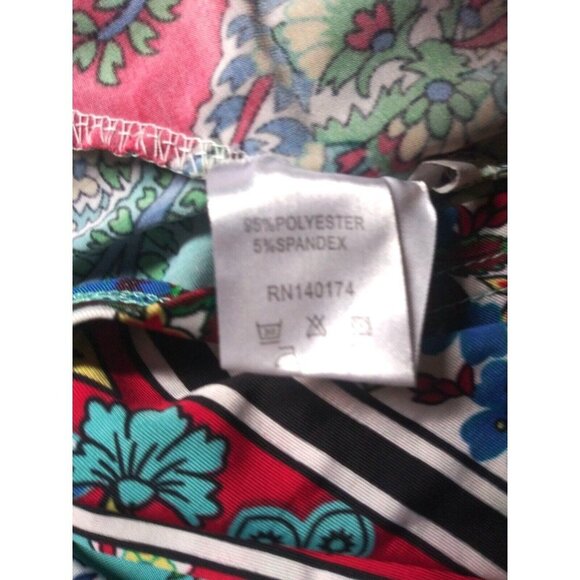 Reborn Womens dress paisley teal red Sz M Asymmetrical Sleeveless Multicolor EUC - Picture 9 of 12